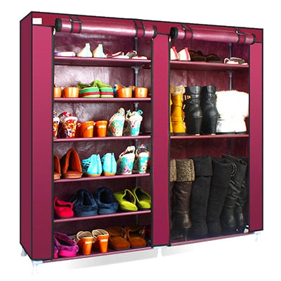 Actionclub Shoe Cabinet Shoes Rack Storage Large Capacity Home Furniture Dust-proof Double Row Shoe Shelves DIY Space Saver