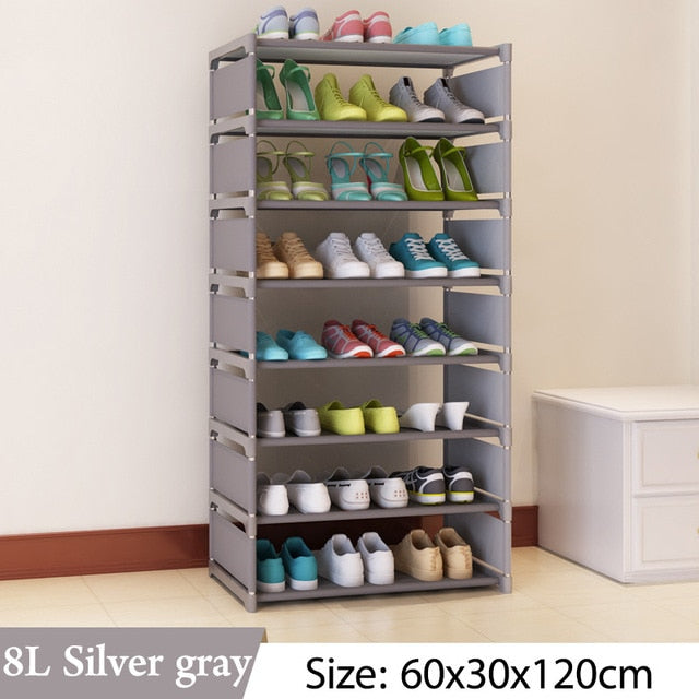 Multi Layer Shoe Rack Nonwovens Steel Pipe Easy to install home Shoe cabinet Shelf Storage Organizer Stand Holder Space Saving