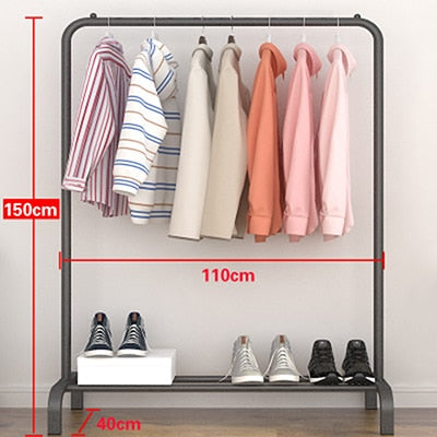 Actionclub Single Rod Drying Rack Floor Stand Drying Rack Simple Clothes Storage Shelf  Folding Indoor Balcony Clothes Racks