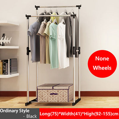 Living Room Furniture Double Folding Metal Coat Rack Clothes Rail Hanging Garment Dress On Wheels Rack Bedroom Furniture