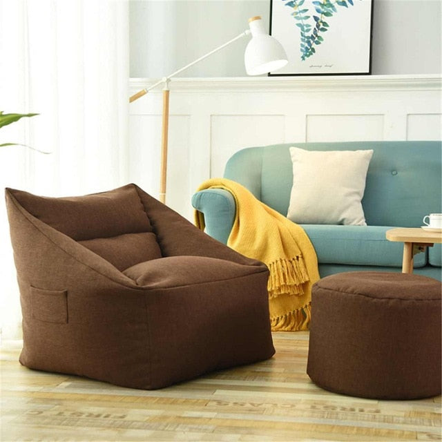 Waterproof Bean Bag Washable Beanbag Sofas Lazy Sofa Indoor Seat Chair Cover Large Bean Bag Cover Armchair Cozy Game Yellow