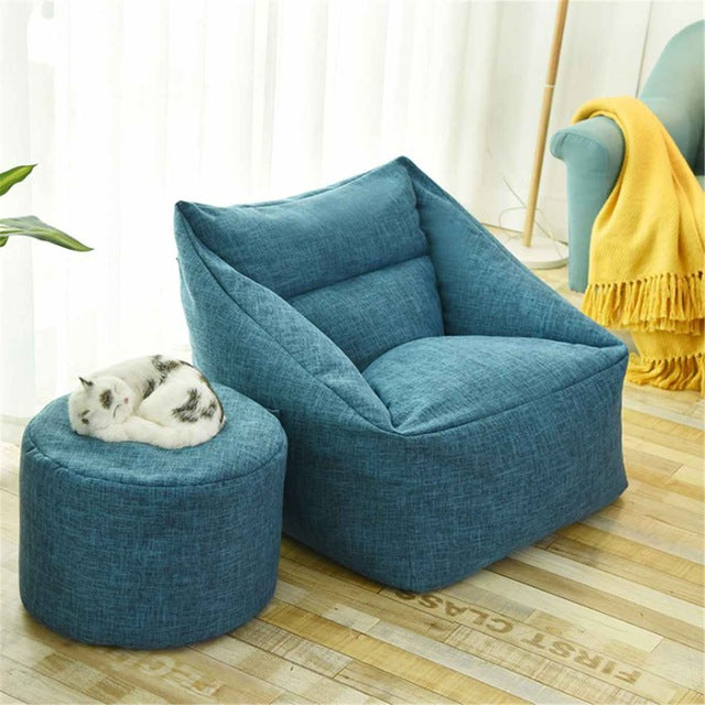 Waterproof Bean Bag Washable Beanbag Sofas Lazy Sofa Indoor Seat Chair Cover Large Bean Bag Cover Armchair Cozy Game Yellow