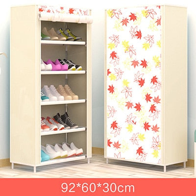 Maple Leaf Candy Color Shoe Racks Cabinet Shoes Rack Space Saver Boot Organizer Shelf Home Furniture DIY Assembly Non-woven