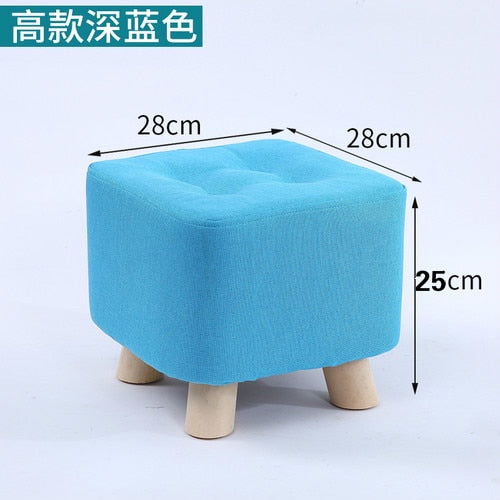 Fashion home sofa square stool cloth art living room tea table mound wooden creative small foot stools saddle kids stool bench