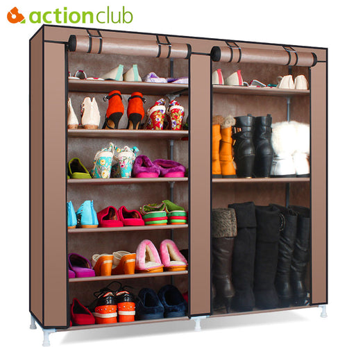 Actionclub Shoe Cabinet Shoes Rack Storage Large Capacity Home Furniture Dust-proof Double Row Shoe Shelves DIY Space Saver