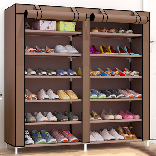 Large Capacity Shoes Storage Cabinet Double Rows Shoes Organizer Rack Home Furniture DIY Dust-proof Shoes Shelves Space Saver