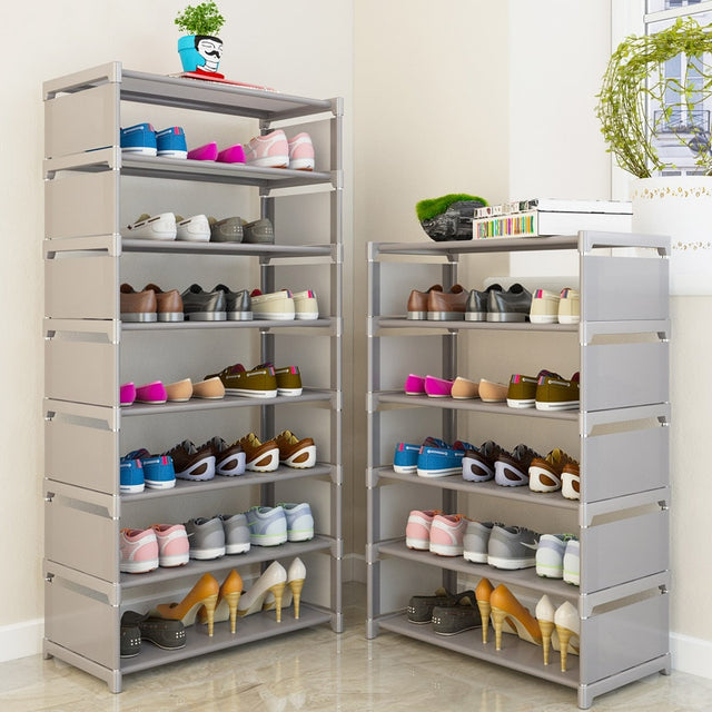 Multi Layer Shoe Rack Nonwovens Steel Pipe Easy to install home Shoe cabinet Shelf Storage Organizer Stand Holder Space Saving