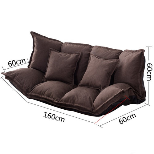 Floor Sofa Bed Lounge Adjustable Foldable Modern Leisure Sofa Bed Video Gaming Sofa with Two Pillows For Bedroom Living Room