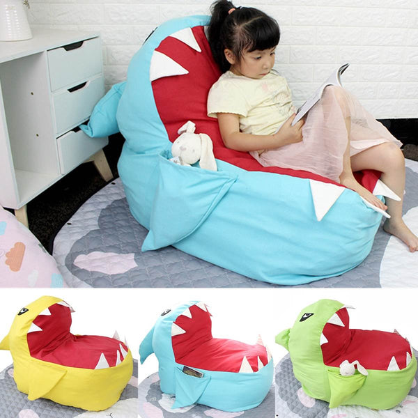 Children Seat Sofa Kids Bean Bag Cartoon Shark Skin Upscale Baby Chair Toddler Nest Puff Seat Bean Chair Only Cover No Filling