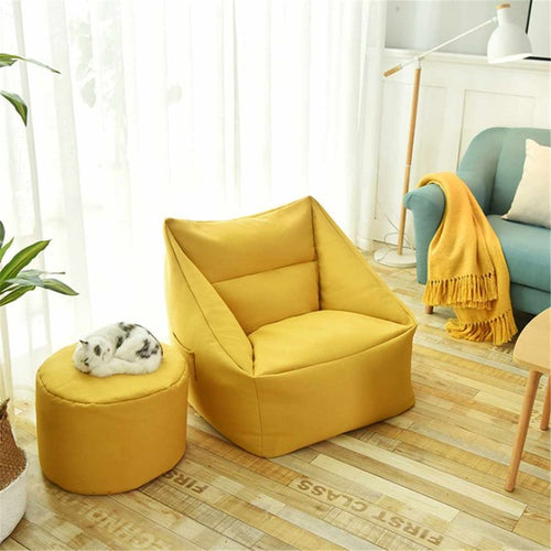 2019 Waterproof Bean Bag Lazy Sofa Indoor Seat Chair Cover Beanbag Sofas Large Bean Bag Cover Armchair Washable Cozy Game Yellow