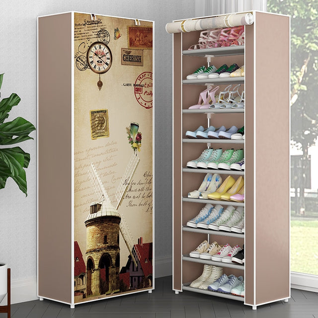 Multi Layer Simple Shoe Rack Dustproof Nonwoven Fabric Assembled Shoes Storage Cabinet Stand Holder Space Saving Shoe Organizer